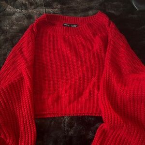 SHEIN Vibrant Red Crew Neck Sweater